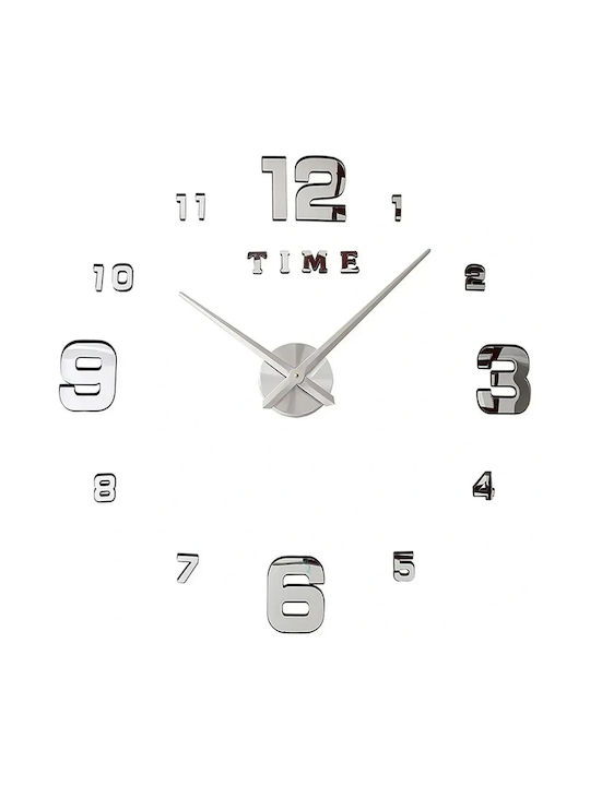 Aufkleber Wanduhr 3d Xxl 130cm Silber Moderne Eindrucksvolle Dekoration