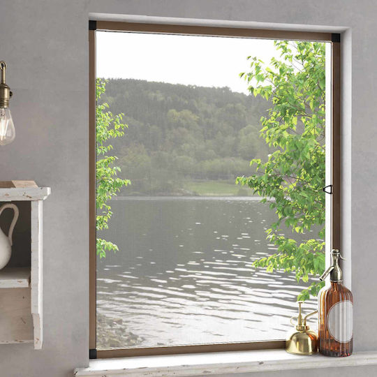 vidaXL Σίτα Παραθύρου από Fiberglass Καφέ με Πλαίσιο 150x130cm