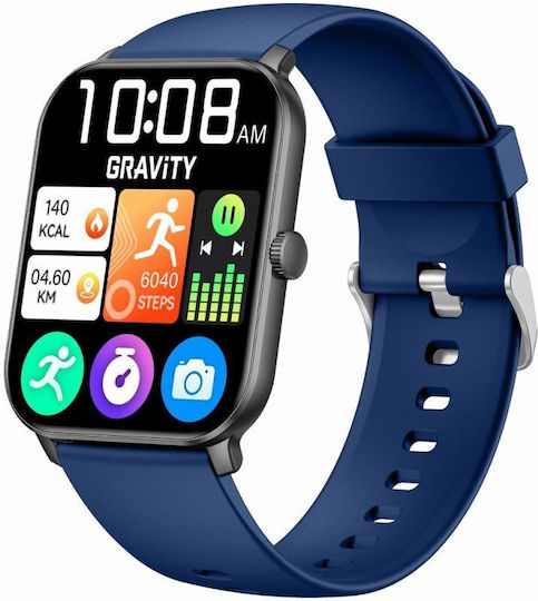 Gravity GT36-6 36mm Smartwatch με Παλμογράφο (Black Blue)