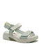 Leder Flache Damen Sandalen Hellblau