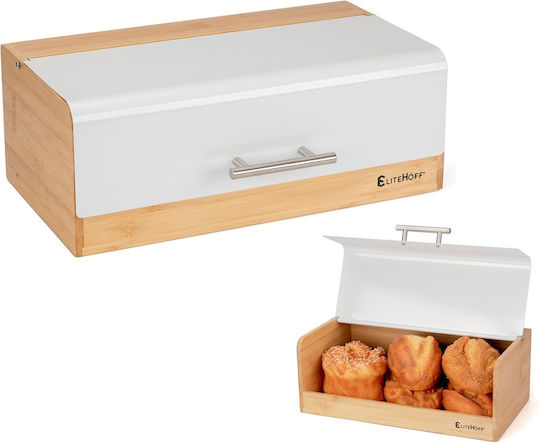 Elitehoff Brotkasten mit Deckel aus Bambus Weiß