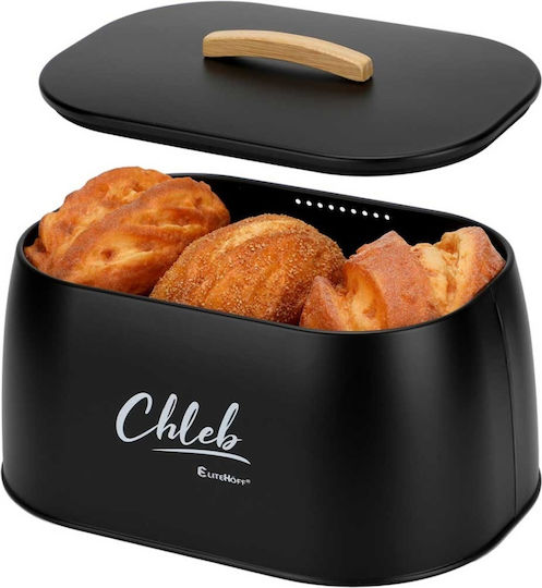 Elitehoff Brotkasten mit Deckel Inox Grau 34x24x17cm