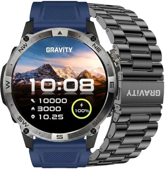 Gravity GT46-2 49mm Smartwatch με Παλμογράφο (Black)