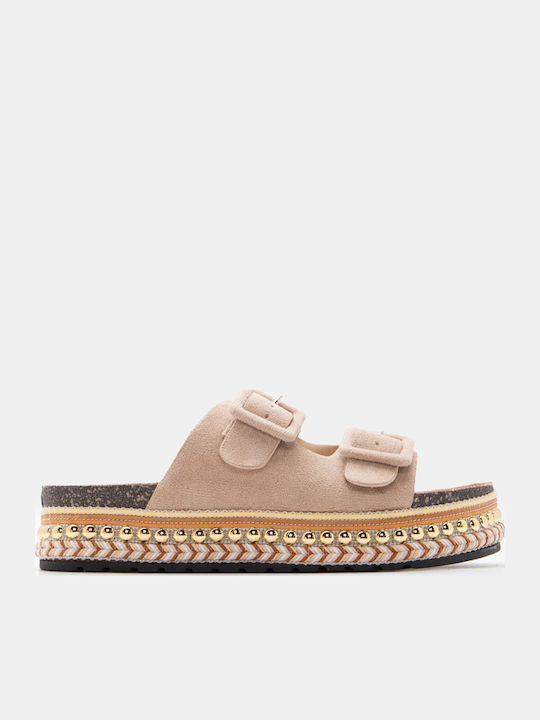 Flache Sandalen Für Damen Flatforms Beigen