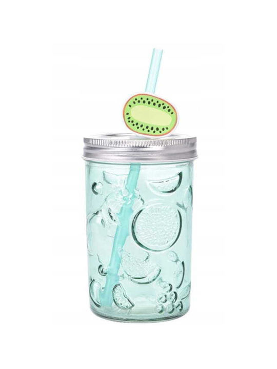 Koopman Wasserbrille aus Glas mit Strohhalm 500ml