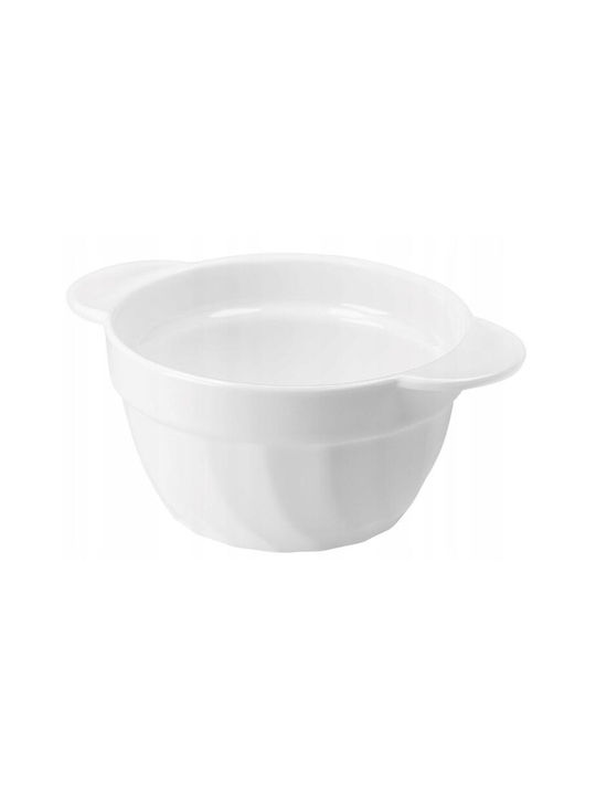 Galicja Round White Glass Serving Bowl With Diameter 13.8cm