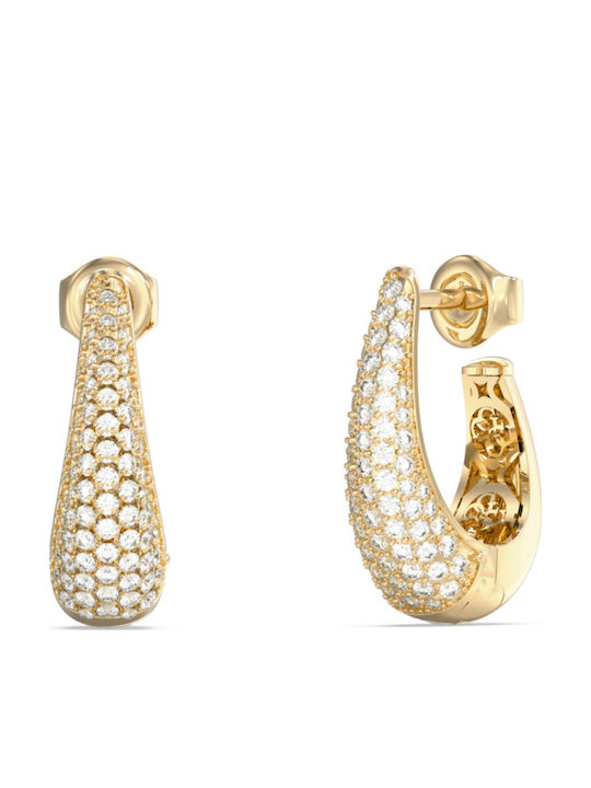 Guess Earrings Hoops Steel Gold Plated with Stones