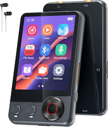 MP3-Spieler Touchscreen 2,4 Zoll Bluetooth 5.3 128 GB Unterstützt 128 GB Karte Lautsprecher Hifi FM Radio Sprachrekorder Usb-c Kopfhörer Schwarz Grau