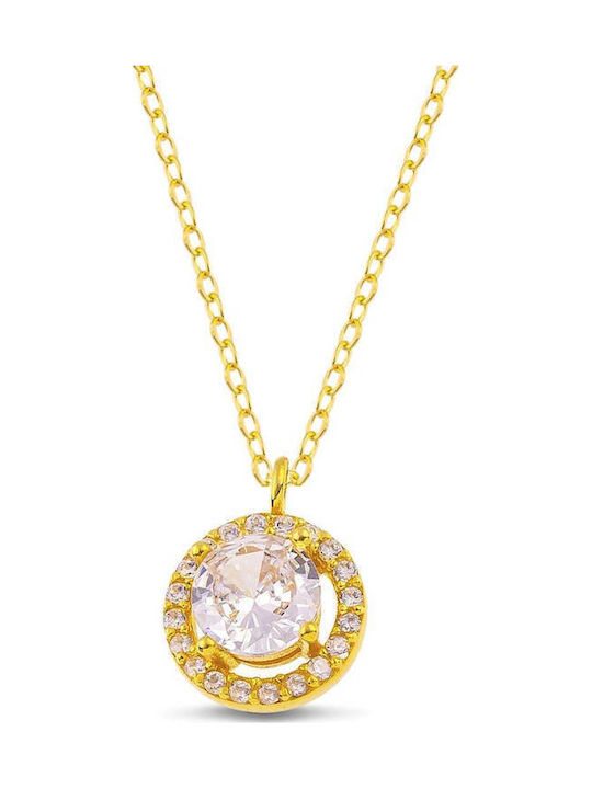 Themelidis Jewels Halskette Rosette aus Vergoldetem Silber mit Zirkon