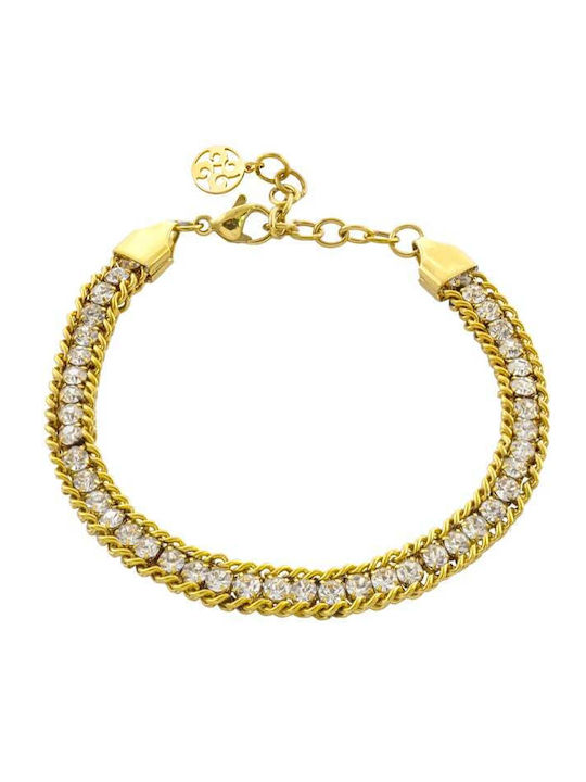 Oxette Women's Riviera Bracelet Gold Plated Steel with Zircon