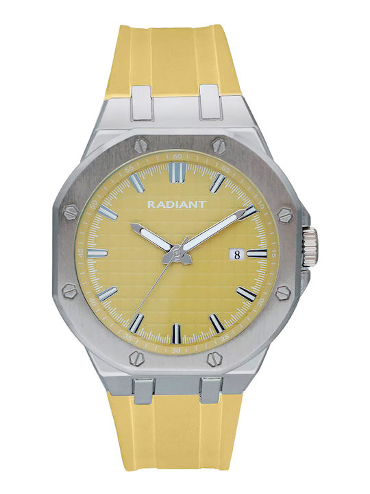 Radiant Γυναικείο Ρολόι 44mm Μπαταρίας με Κίτρινο Καουτσούκ Λουράκι