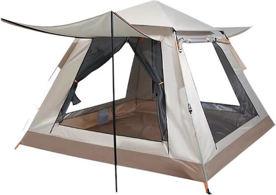 Summer Camping Tent Igloo Beige for 3 People 200x200x160cm with Awnings