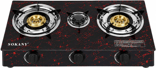Sokany Countertop Gas Burner Triple Black