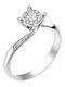 Single Stone Rosette Ring in 18K White Gold with Diamond