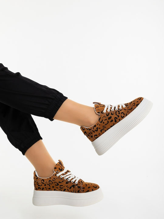 Adidași Flatforms Pentru Femei Leopard 3AL97_02_Maro_MEI