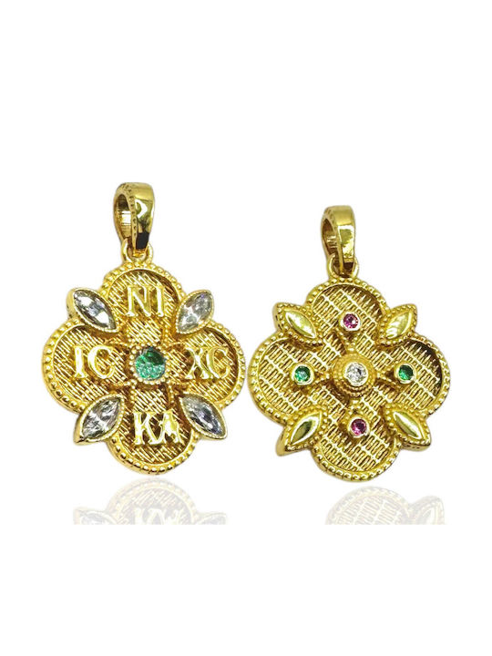 Kontopoulos Pendant Kids Charm Double Sided Constantine Coin Gold 14K P5910KRN