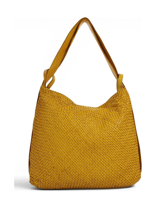 Leder Damen Schulter Rucksack Gelbe