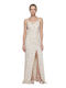 Dress Women Twenty-29 Καλοκαιρινό Maxi Κομπινεζόν Φόρεμα για Γάμο / Βάπτιση Ντραπέ Εξώπλατο Εκρου- Μαυρο