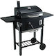Klausberg Kb 9034 Holzkohlegrill Kamin Mit Einstellbarer Belüftung Asche Schublade Thermometer Stahlräder Schwarz