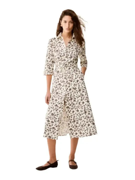 Midi Evening Shirt Dress Satin Ivory