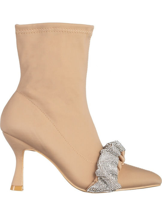 Stiefeletten Damen Astrogálou mit hohem Absatz Beige