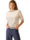 Γυναικείο Μακρυμάνικο Πουλόβερ Ριγέ Ivory Blue Pinstripes