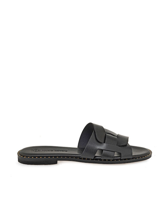 Leather Women's Flat Sandals Black