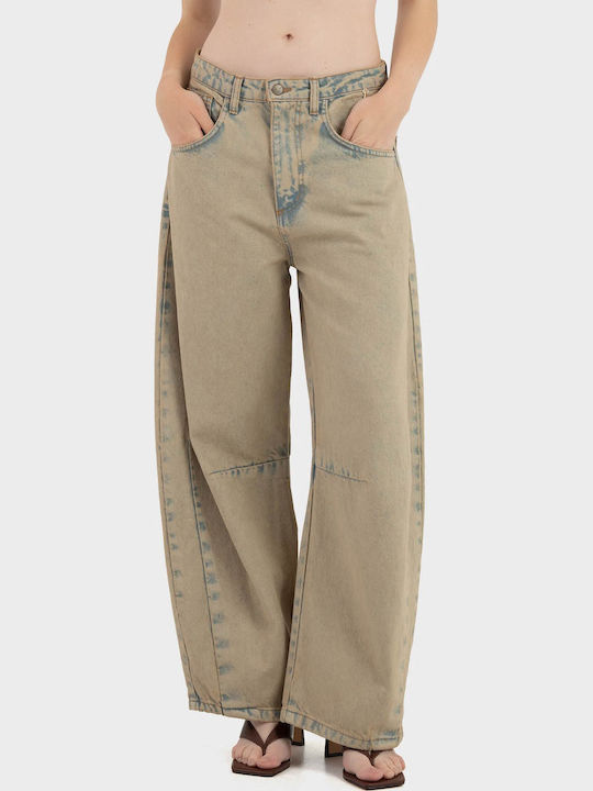 Damen Stoffhose in Lose Passform Beige