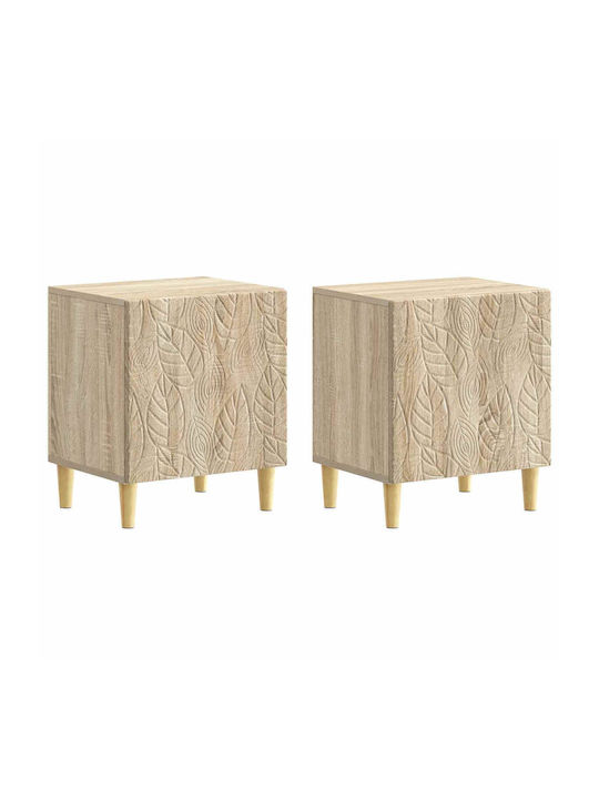 Nachttische Holz Beige 2Stücke 43x34.5x50cm