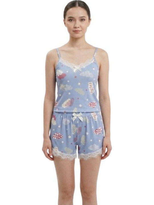 Soccus Set De Pijamale Dama De Vară Albastru