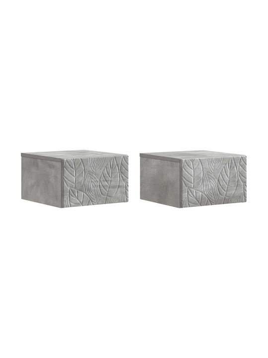 Wooden Gray Bedside Tables 2 Pieces 49x34.5x20cm