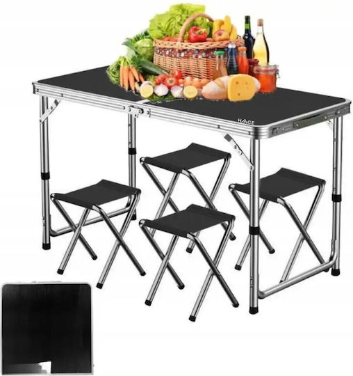 Table Set for Camping Foldable in Black Case