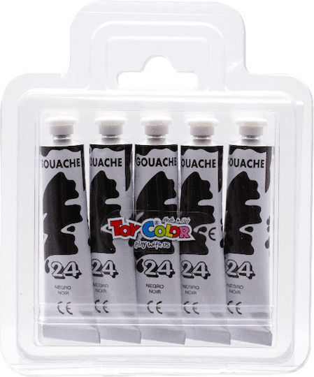 Toy Color Superwashable Vopsele Tempera Neagră 12ml 5 Bucăți