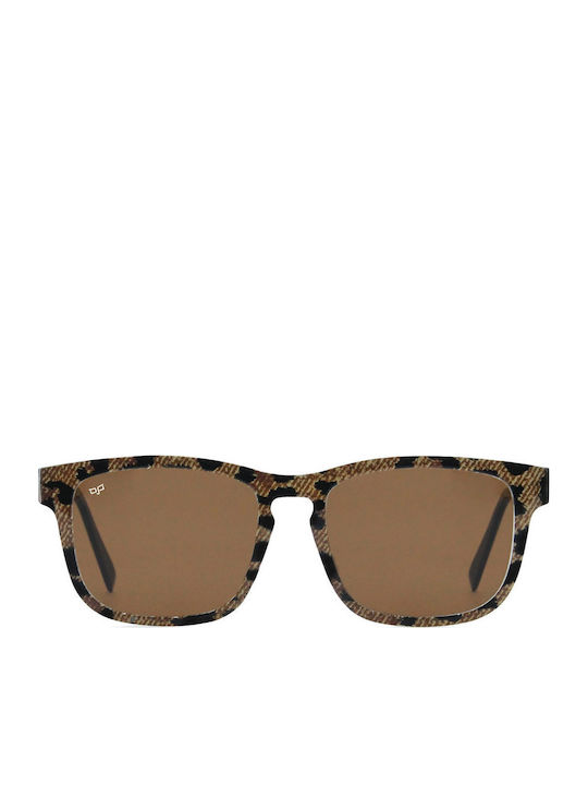 OJO Sunglasses Unisex Γυαλιά Ηλίου με Καφέ Ξύλινο Σκελετό και Καφέ Φακό 18OPL72055