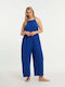 Women’s Linen One-piece Jumpsuit Blue