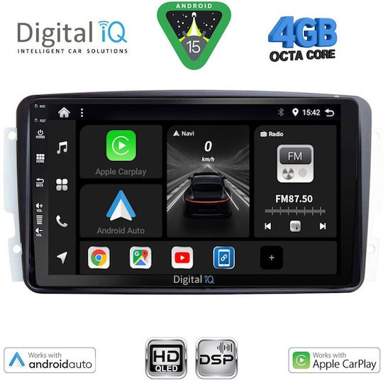 Digital IQ Car Audio System for Mercedes-Benz CLK Class 2000-2004 Bluetooth USB WiFi GPS Apple CarPlay Android Auto with 9" Touch Screen