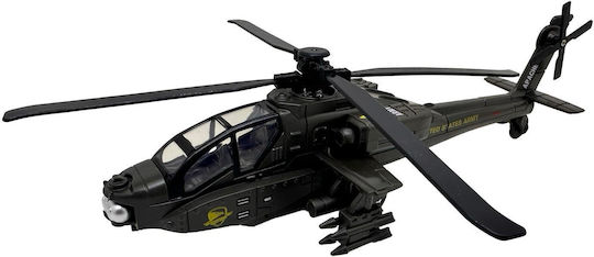 Model Metalic Elicopter Militar Apache 20 Cm Lumini Sunete Mecanism Retragere