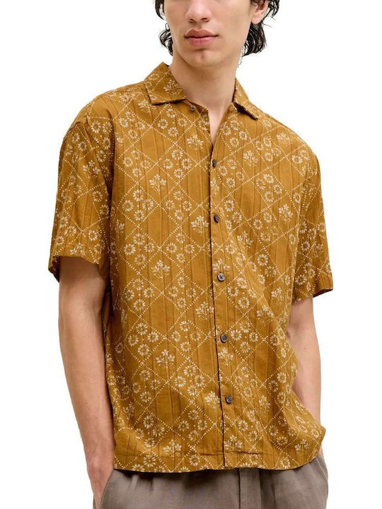 Jack & Jones Short Sleeve Cotton Shirt Brown