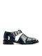 Leder Flache Sandalen für Damen Schwarz