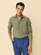Long Sleeve Linen Shirt in Regular Fit Khaki