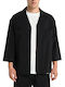 Μακρυμάνικo Overshirt σε Κανονική Γραμμή Μαυρο