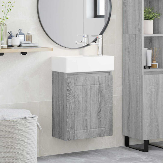 vidaXL Плот Със Смесител 45.5x25.5x84см Сив