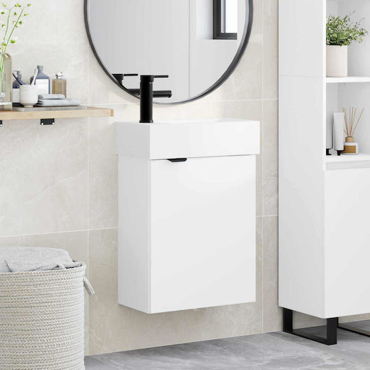 vidaXL Плот за Баня със Смесител М45.5xШ22.5xВ84см Бял