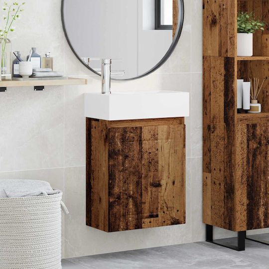 vidaXL Плот със Смесител 45.5x25.5x84 см Кафяв