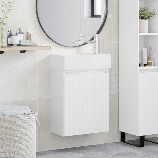 vidaXL Плот със Смесител 45.5x22.5x84 см Бял