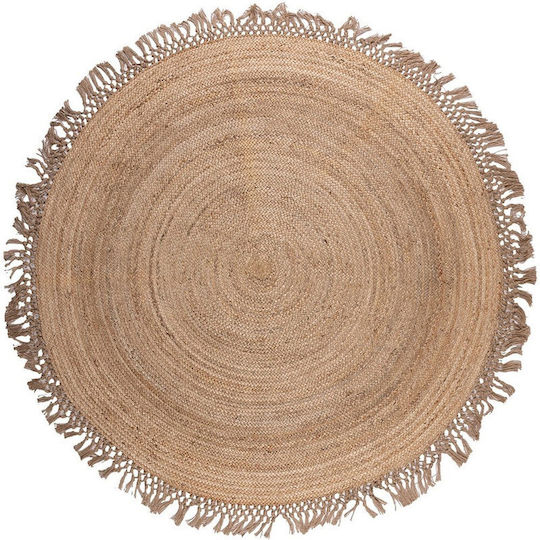 Viokarpet Jute Rug Round Rug Made of Jute Natural Brown Φ150cm