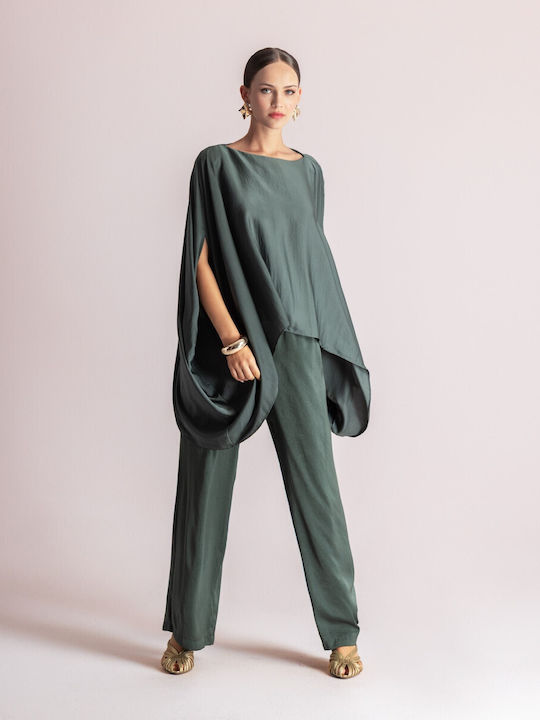 Moutaki Women's Satin Trousers with Rubber Band...