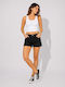 Damen-Shorts - Bermudas Hoch Taille Schwarz