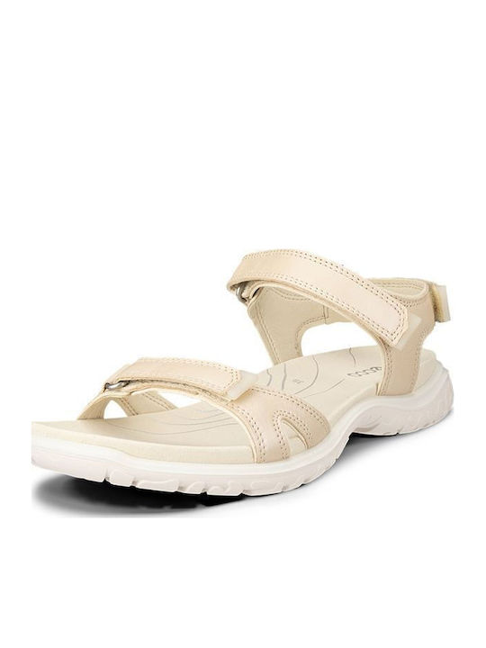 Ecco Leder Flache Sandalen Für Damen Beiges Ecco Leder Flache Sandalen Für Damen Beiges