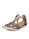 Leather Women's Flat Sandals Bronze